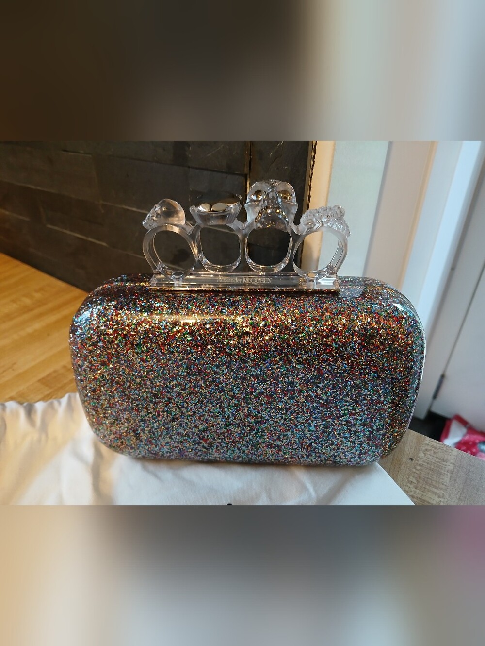 Alexander McQueen NWT RARE Multi Glittered Knuckle Bag & Dustbag - Picture 3 of 10